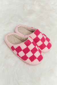 Checkered Print Plush Slide Slippers (multiple color options)