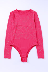 Radiant Rebellion Rhinestone Round Neck Long Sleeve Bodysuit (2 color options)