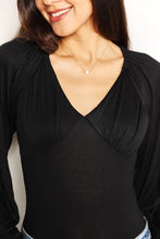 Load image into Gallery viewer, Shared Happiness V- Neck Bodysuit in Black
