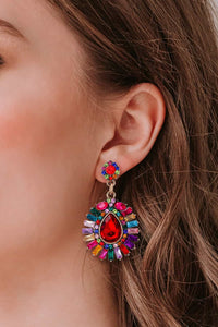 Teardrop Shape Glass Stone Dangle Earrings (multiple color options)