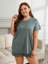 Load image into Gallery viewer, Simpler Times Round Neck Short Sleeve Two-Piece Loungewear Set (2 color options)
