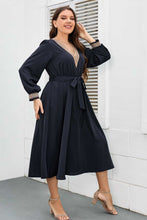 Load image into Gallery viewer, Fade Into the Night Contrast Tie Waist Midi Dress
