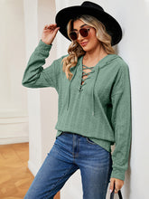 Load image into Gallery viewer, Everyday Ease Lace-Up Long Sleeve Hoodie (multiple color options)
