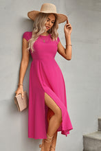 Load image into Gallery viewer, Pink-a-Boo Tie Back Cutout Round Neck Split Dress
