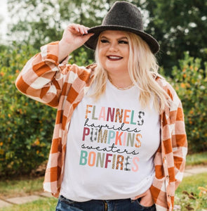 Flannels, Pumpkins, Bonfires Graphic T-Shirt