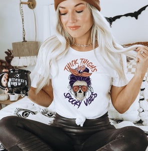 Thick Thighs Spooky Vibes Graphic T-Shirt