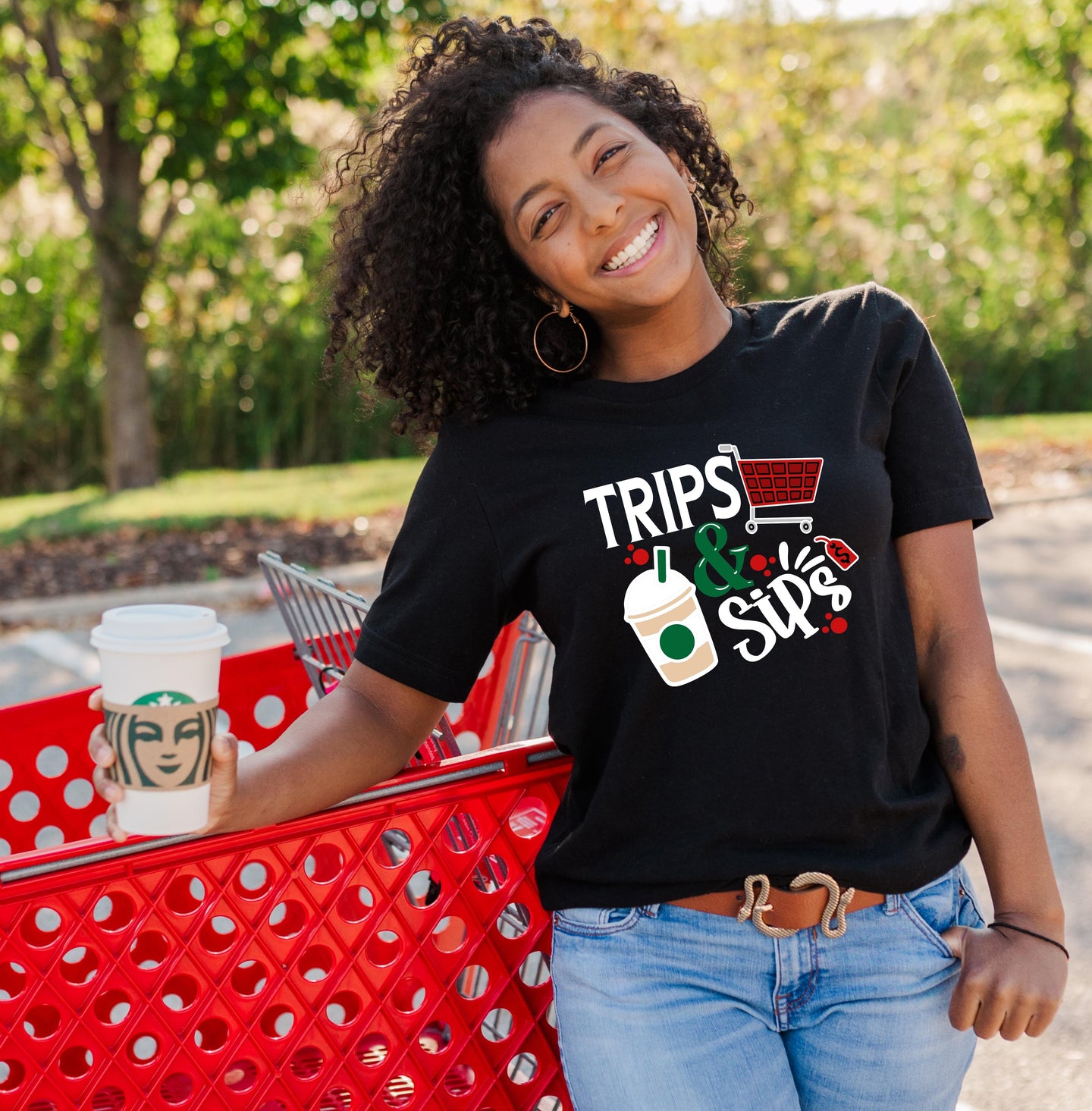 Trips & Sips Graphic T-Shirt in Black